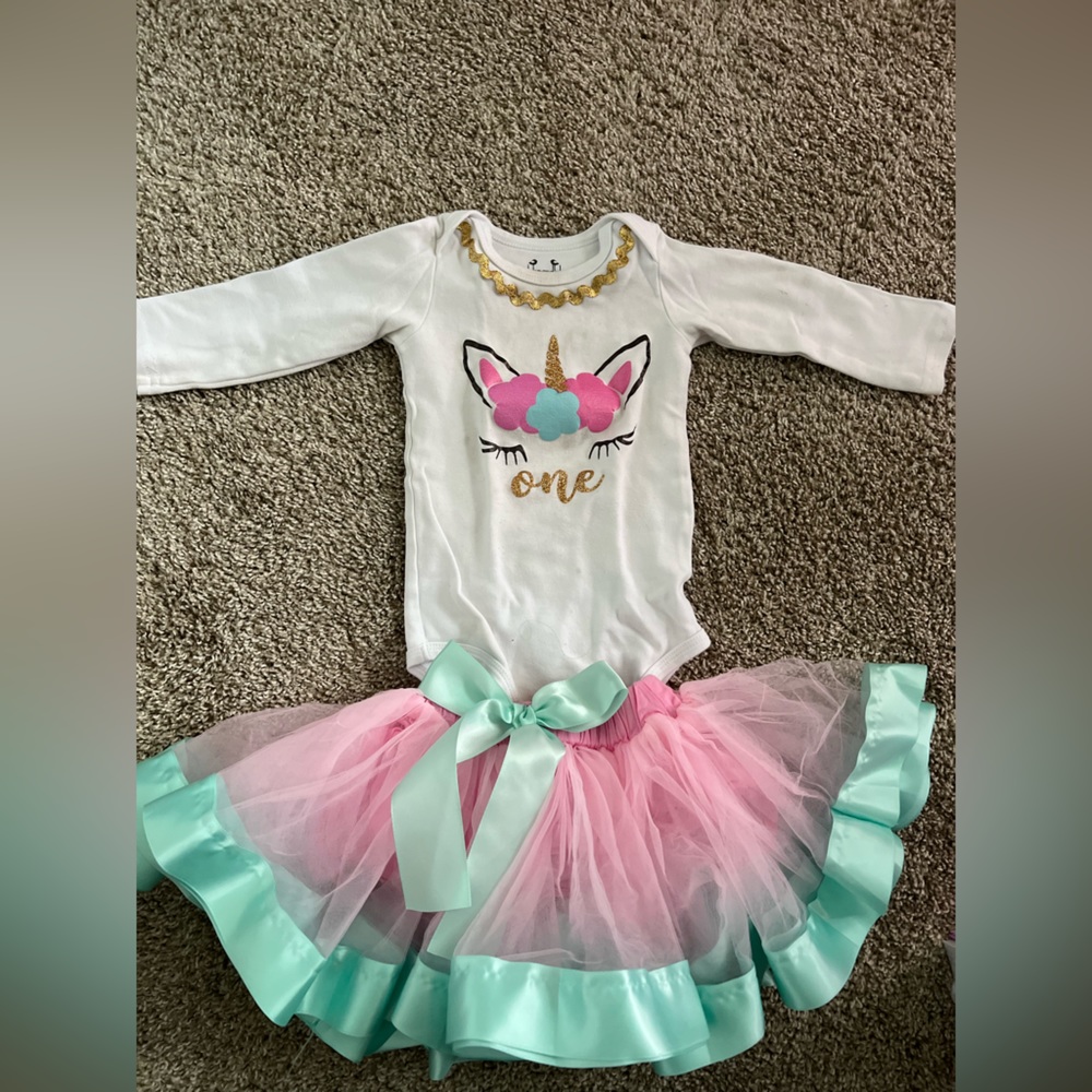 one years old party birthday outfit baby girl unicorn tutu princess